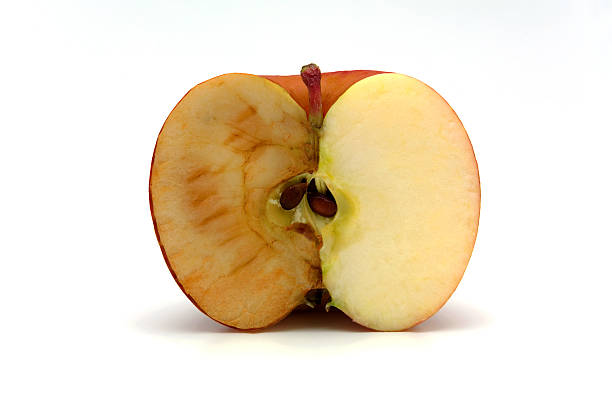 Red apple half oxidized